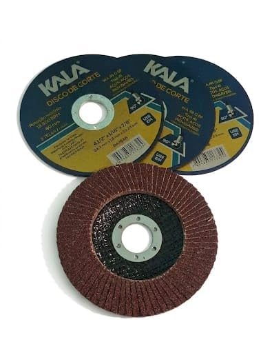 KALA Kit de Discos para Esmerilhadeira 4,5 Polegadas, 3 Discos de Corte e 1 Disco Flap para Acabamento, 4 Peças