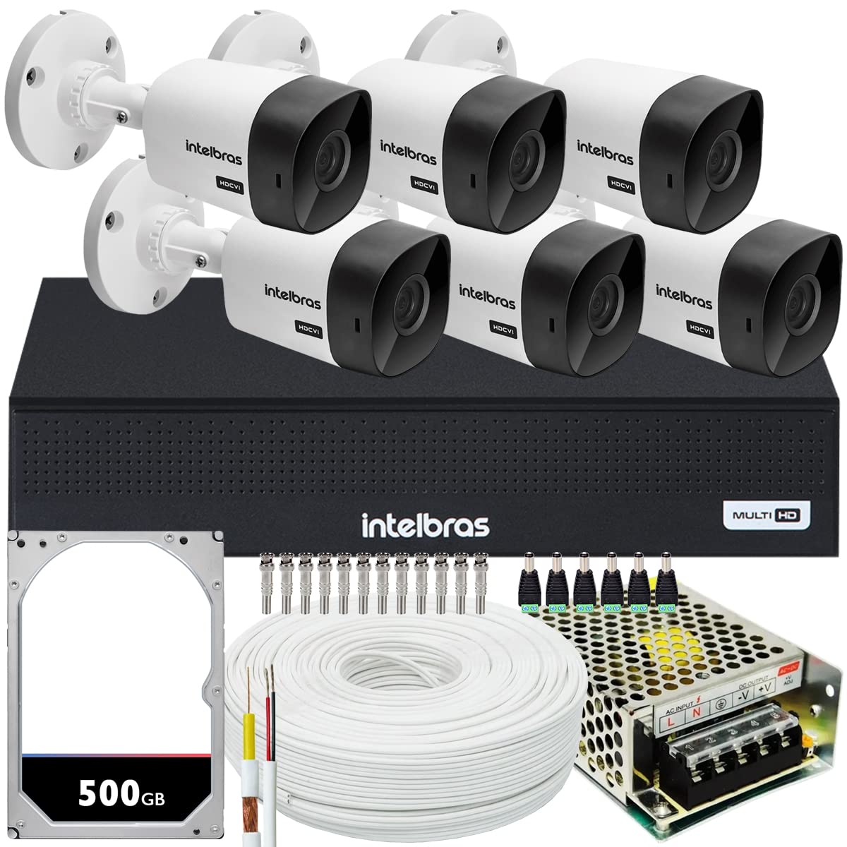 Kit Cftv Monitoramento 6 Cameras Intelbras Vhc 1120 Hd 500gb