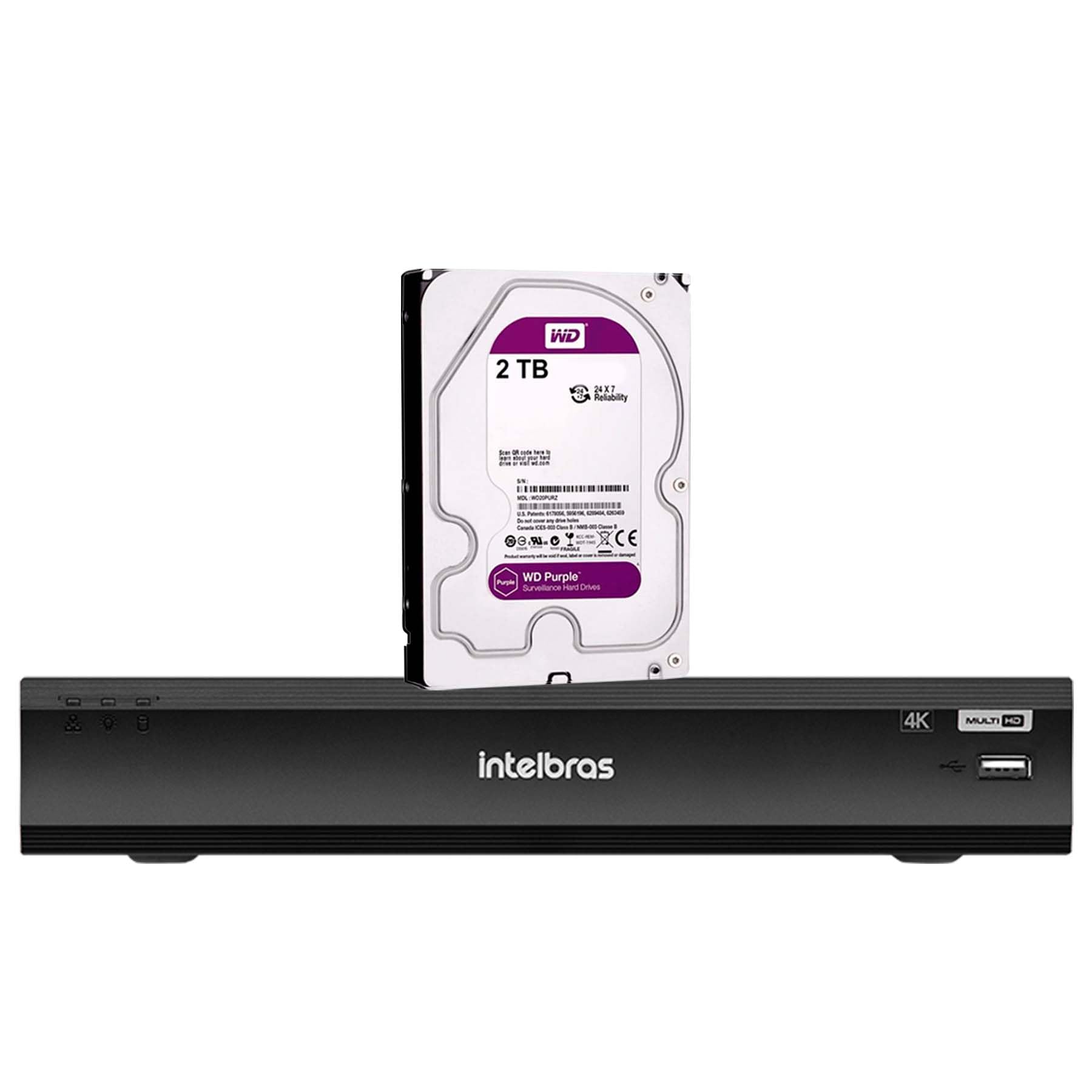 DVR Gravador Digital de vídeo Intelbras IMHDX 5108 4k 8 Canais Detecção de veículos e pessoas compressão H.265+ + HD purple 2TB