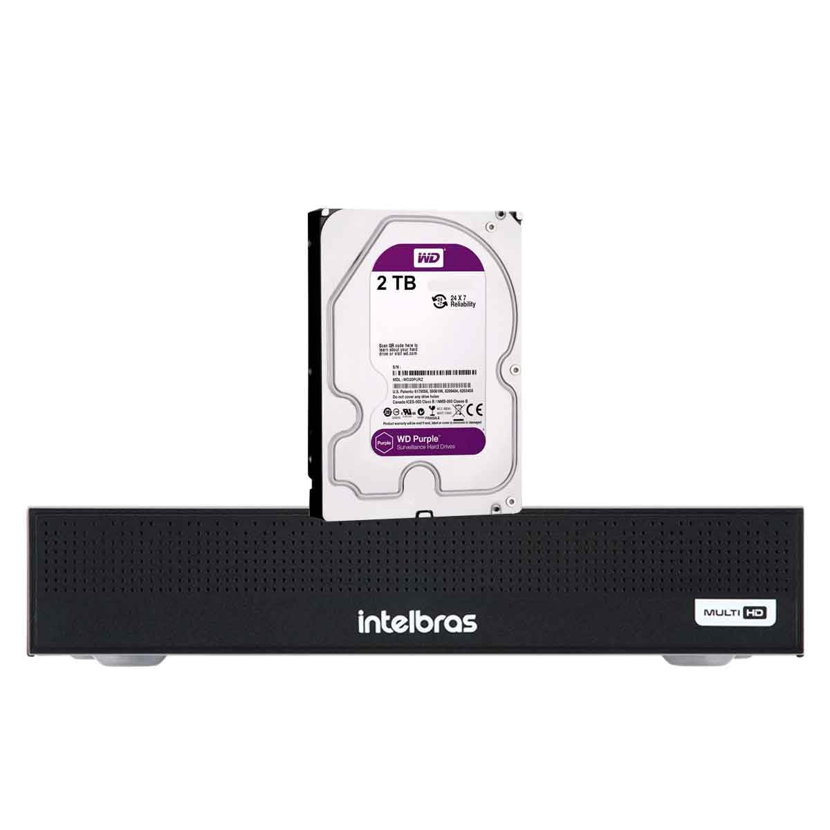 Dvr Gravador Digital de vídeo Intelbras Mhdx 3008-c 5mp Lite com 8 Canais Detecção de veículos e pessoas + Hd purple 2tb