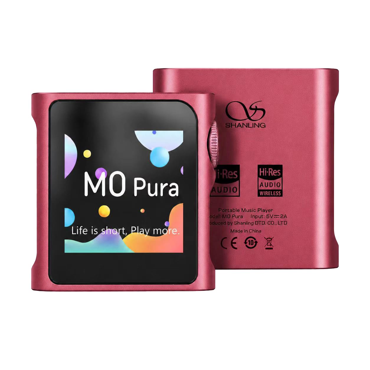 SHANLING M0 Pura Mini MP3 Player com Bluetooth, 4.3 * 4.3 cm Premium DAC Digital Audio Player HD Touchscreen, Suporte para 2TB, USB Tipo-C 3,5 mm, Volume Konb (Berry Purple)