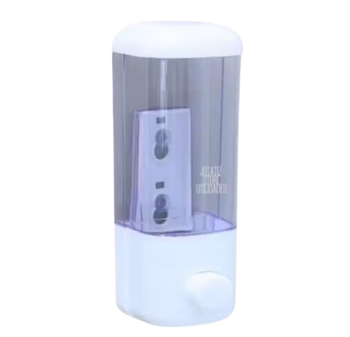 Dispenser de Parede para Sabonete e Shampoo, Organizador de Banheiro em Plástico, Branco e Transparente, Montagem na Parede