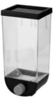 Dispenser de Parede para Alimentos, Plástico Transparente e Preto, 1500ml, com Dosador e Suporte, Organizador para Grãos e Cereais, 26x10x12cm