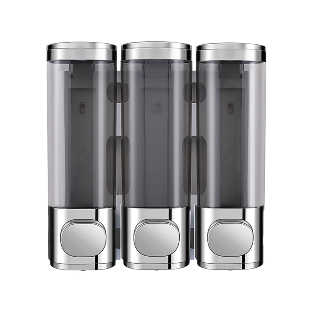 Dispenser de Shampoo Chuveiro 3 Câmaras Montado na Parede 3x300ml Drill Bomba Sabonete para Condicionador Loção Corporal Banheiro Hotel Escola Shopping Mall