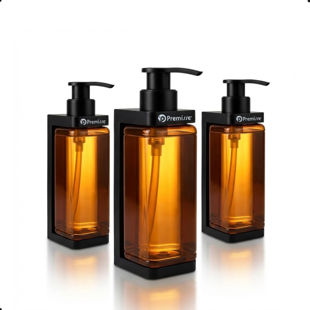 Kit 3 Dispenser De Parede Suporte Marrom Âmbar 400ml Banheiro Box Hotel Pousada