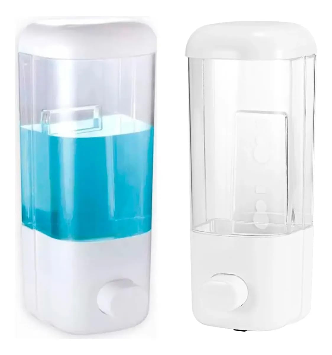 Kit 2 Dispensers Saboneteira Líquida para Parede Banheiro 500ml | Álcool Gel ou Sabonete, Fixação na Parede, Uso Residencial/Comercial, Plástico Resistente, Design Compacto Branco