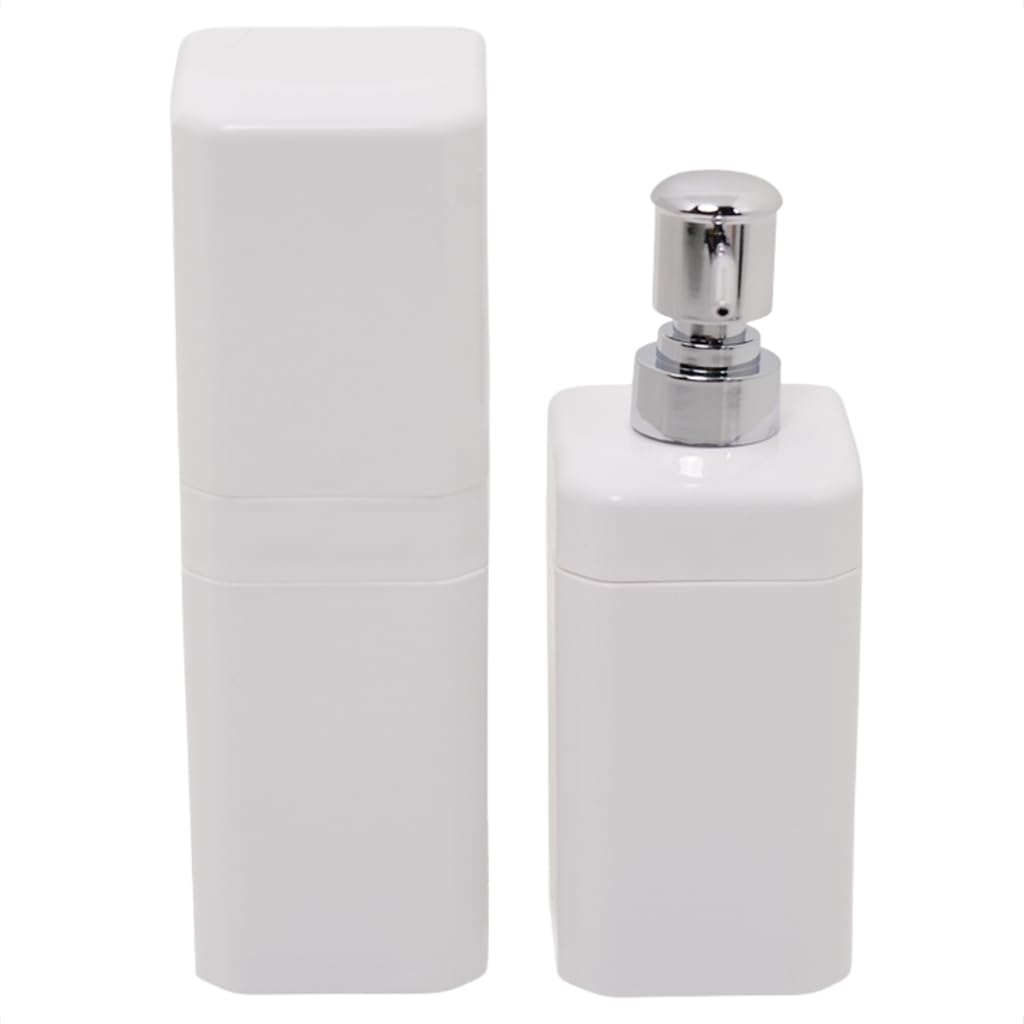 Kit para Banheiro com Porta Escova de Dente e Dispenser de Sabonete Líquido 300ml Organizador de Parede Moderno(Branco)