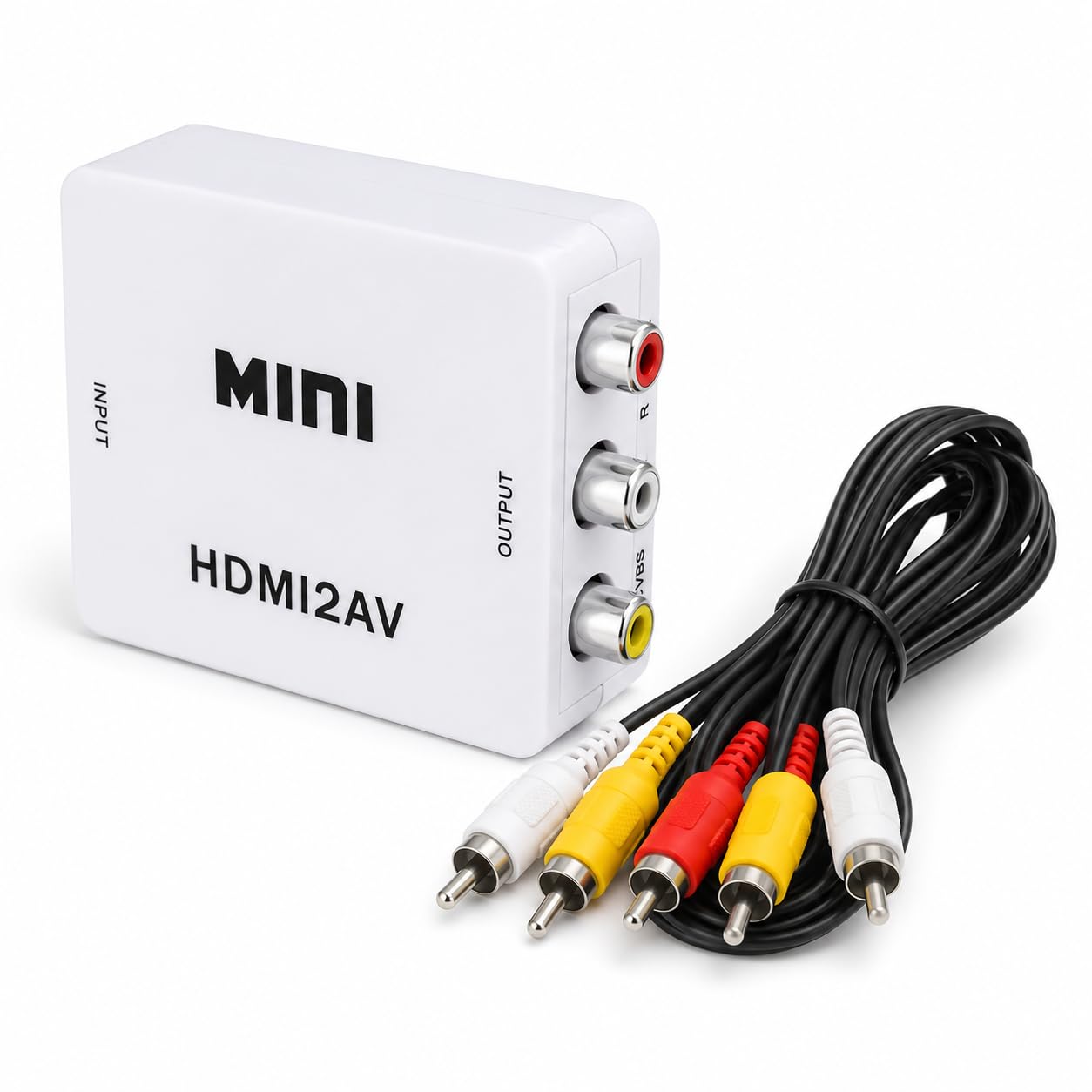 Conversor HDMI para RCA AV PAL NTSC Compatível com Fire TV Stick Roku Chromecast Apple TV PC Notebook Xbox HDTV DVD com Cabo USB e Auxiliar