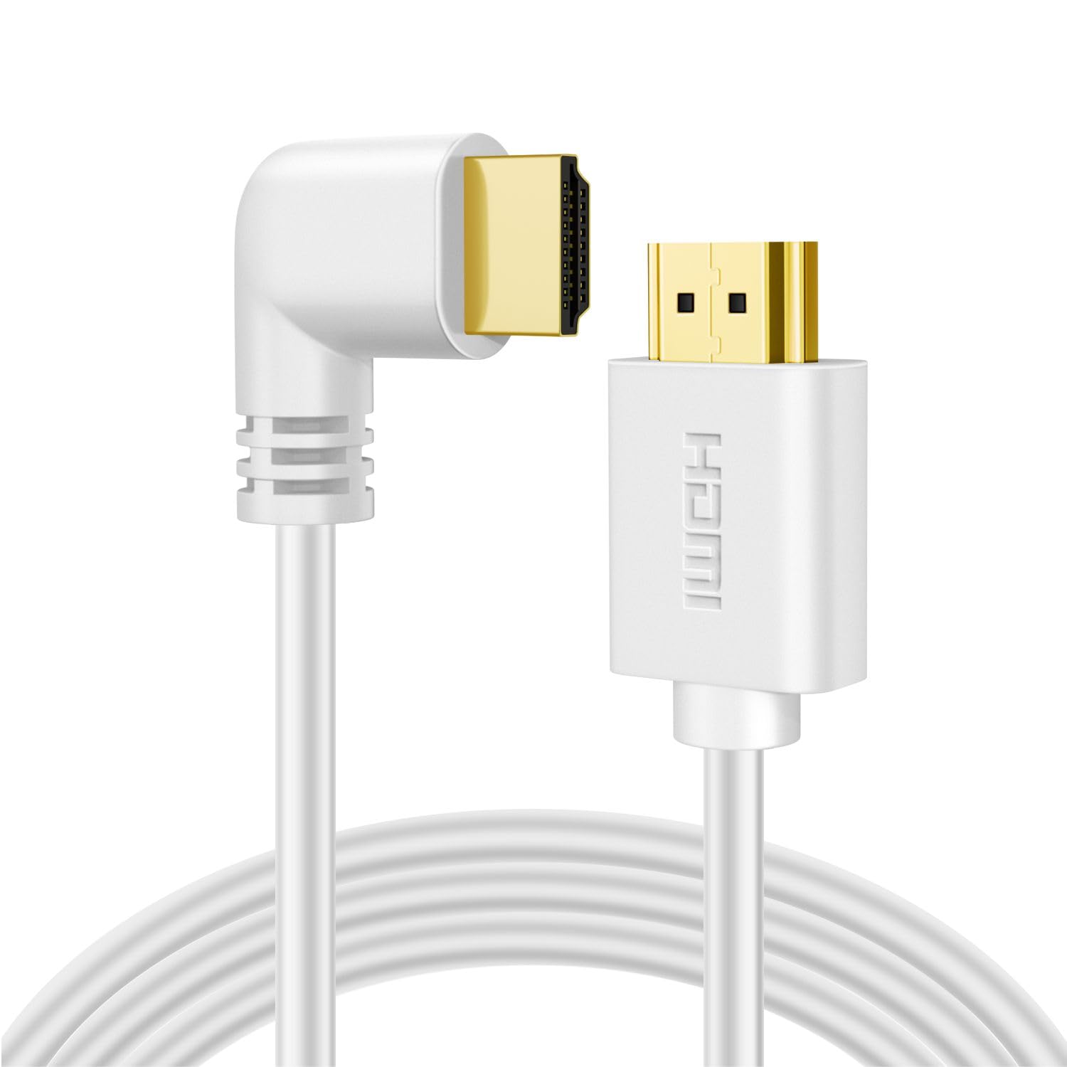 Cabo HDMI TNP de ângulo reto (15 pés) - Cabo HDMI 2.0 branco de alta velocidade UHD 4K 60hz 2K 2160p Full HD 1080p Quad HD 1440p 3D ARC/eARC Ethernet para Xbox One X/S PS 4 Pro/Slim e Apple TV 4K