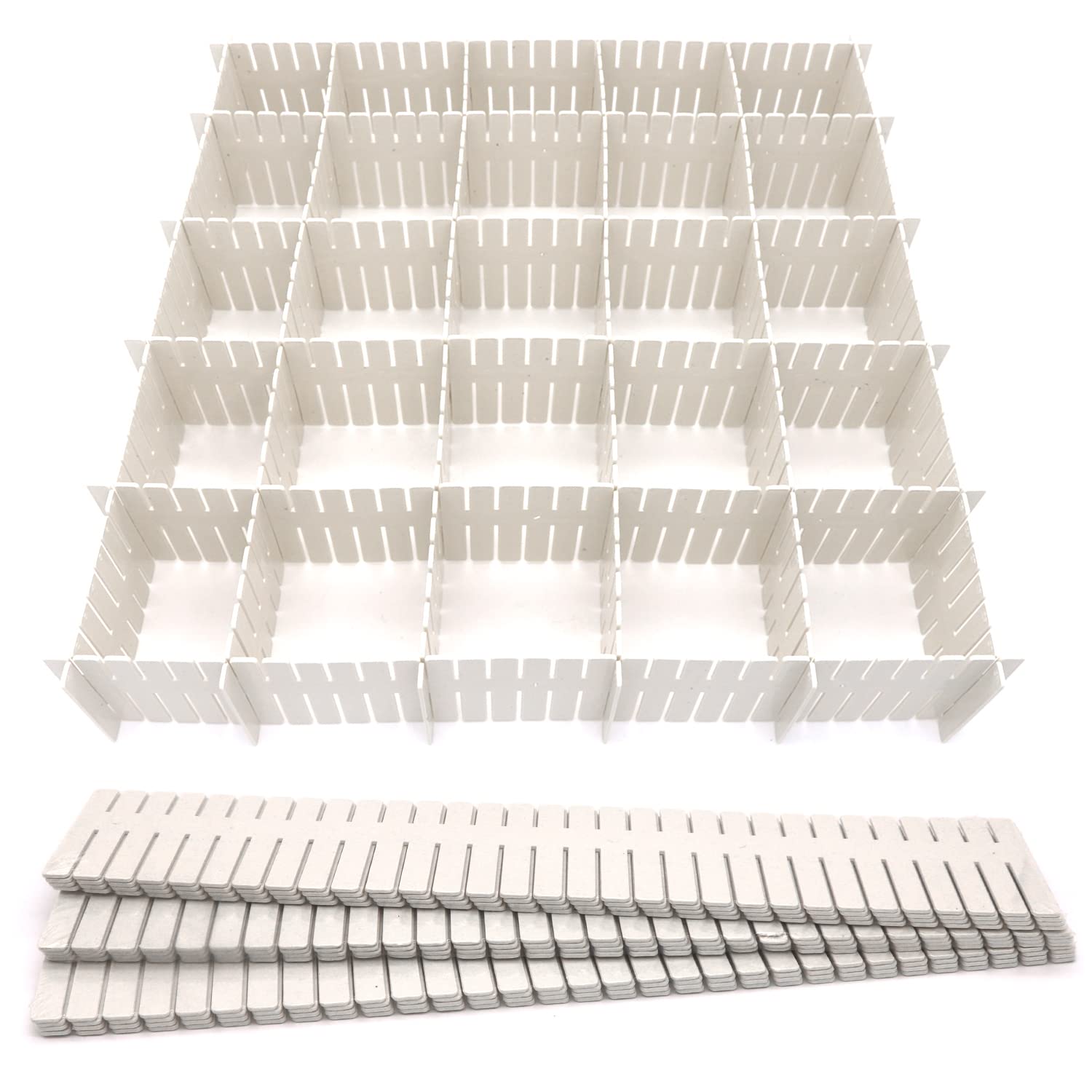 24Pcs Divisores de Gaveta Ajustáveis 14,5" Divisor de Gavetas de Armazenamento de Plástico Branco Diy Grade Organizador de Gaveta Divisores para Meias Roupa Íntima Maquiagem Roupas