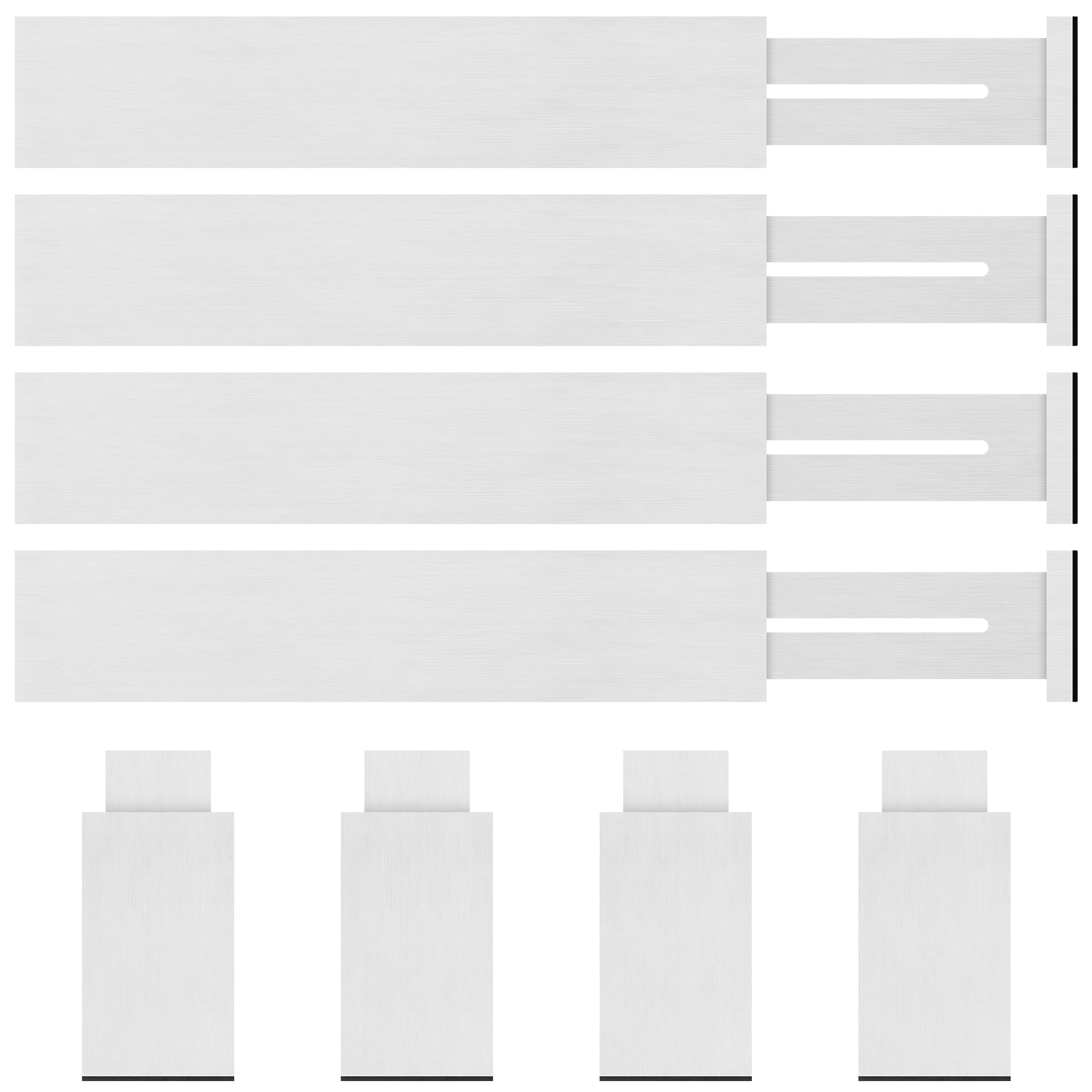 Pacote com 4 divisórias de gaveta de bambu com inserções de 6 cm de altura, expansível de 32 a 55 cm, separadores organizadores de gaveta ajustáveis para utensílios, roupas, escritório, cômoda, quarto