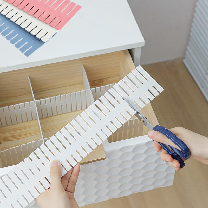 4 peças divisórias organizadoras de gaveta ajustáveis, divisor de gaveta de plástico DIY para escritório, dormitório e uso doméstico, branco