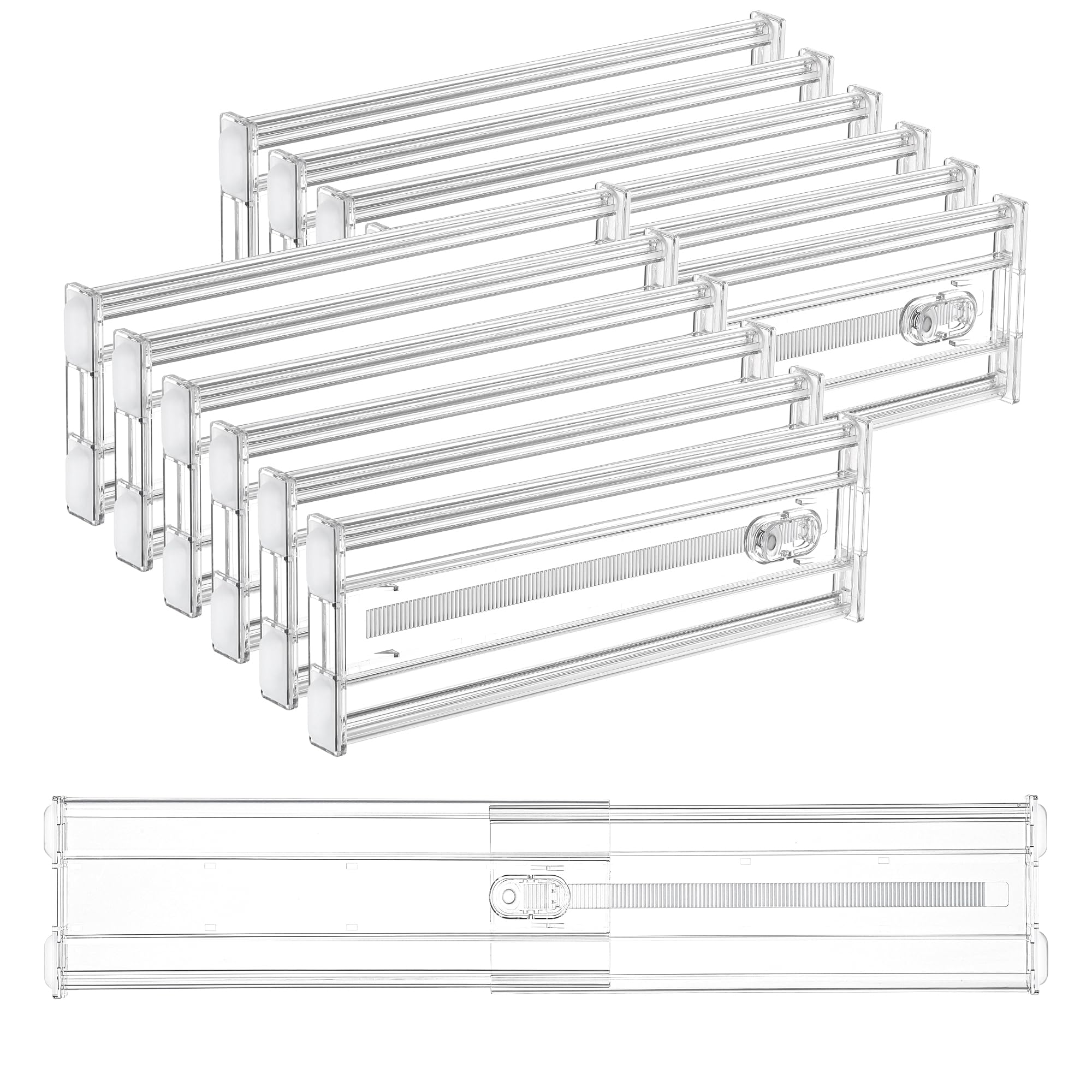 Vtopmart Pacote com 12 divisórias de gaveta para roupas, 10 cm de altura 32,5 a 56,5 cm, organizador de gaveta expansível ajustável, separadores de plástico transparente para cômoda, roupas de bebê