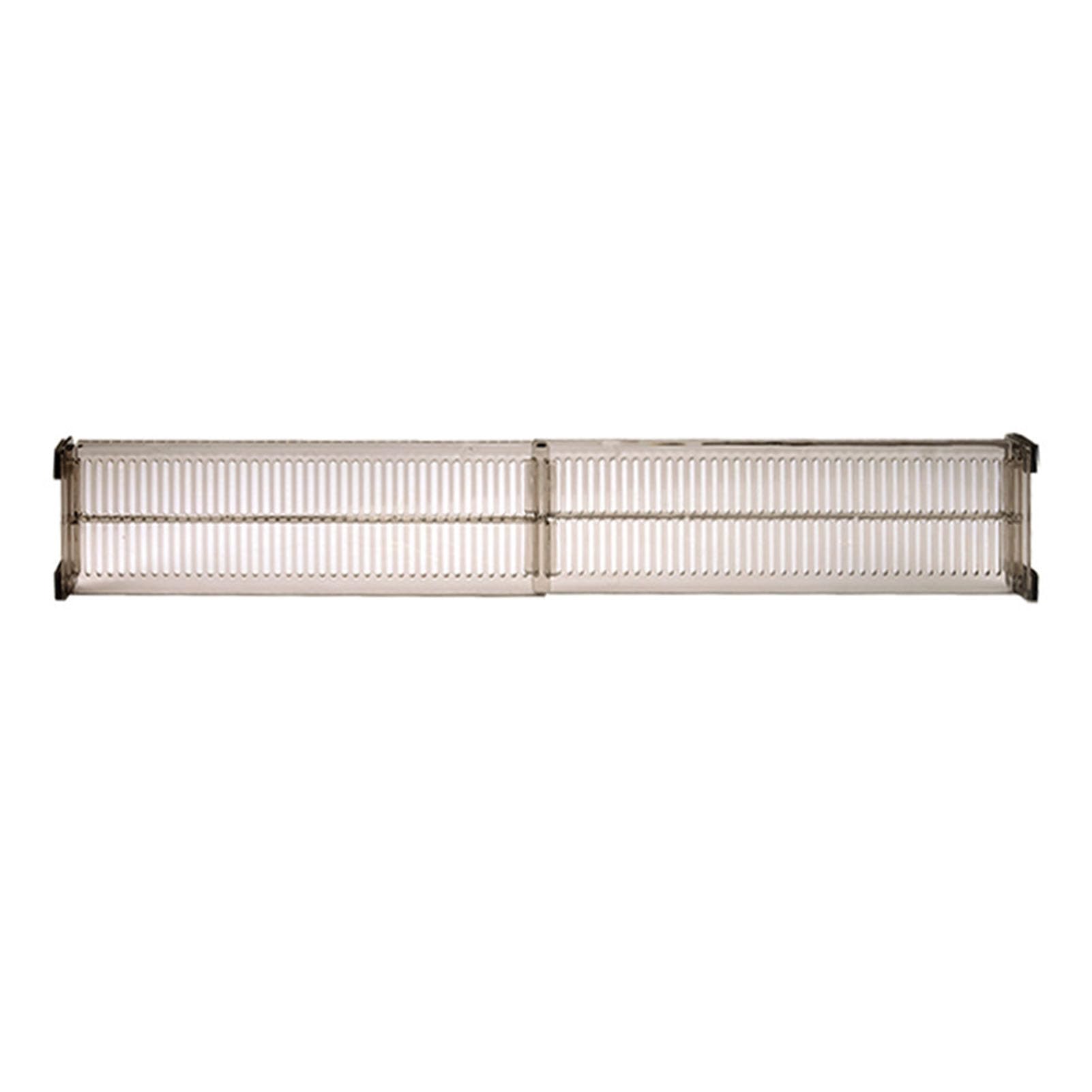 2 divisórias de gaveta, divisórias de gaveta ajustáveis, separadores extensíveis, separadores de gavetas de plástico transparente para roupas, utensílios de cozinha e armazenamento de