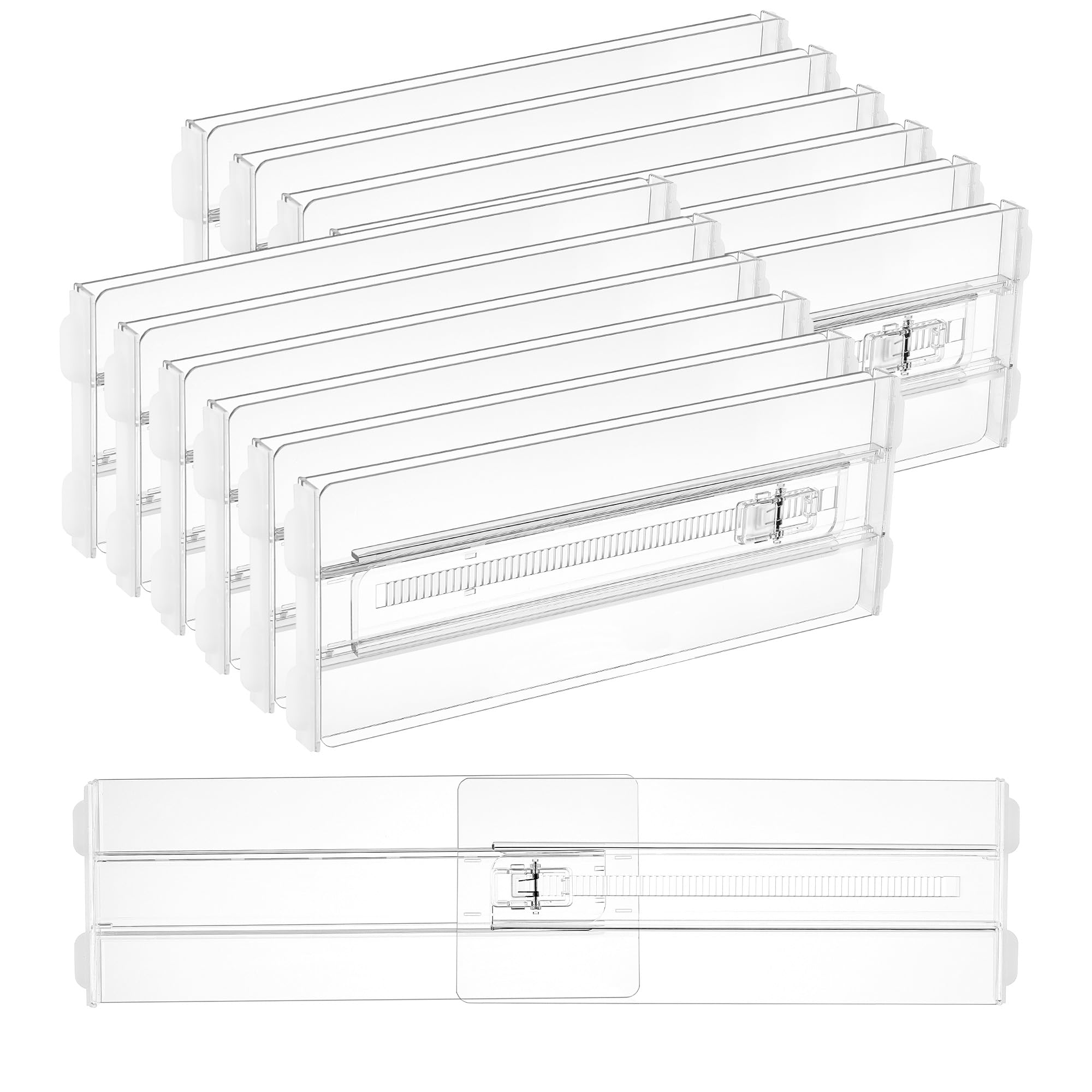 Vtopmart Pacote com 12 divisórias de gaveta para roupas, 10 cm de altura, 26 a 42 cm, organizador de gaveta expansível ajustável, separadores de plástico transparente para cômoda, roupas de bebê