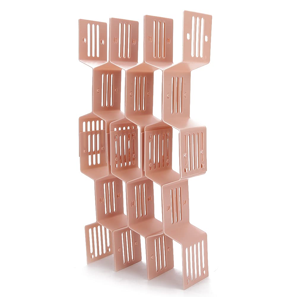 Divisor de gaveta para organização doméstica ajustável (rosa) | Material PE, sem odor, fácil de montar, design dobrável, adequado para armazenamento de roupas