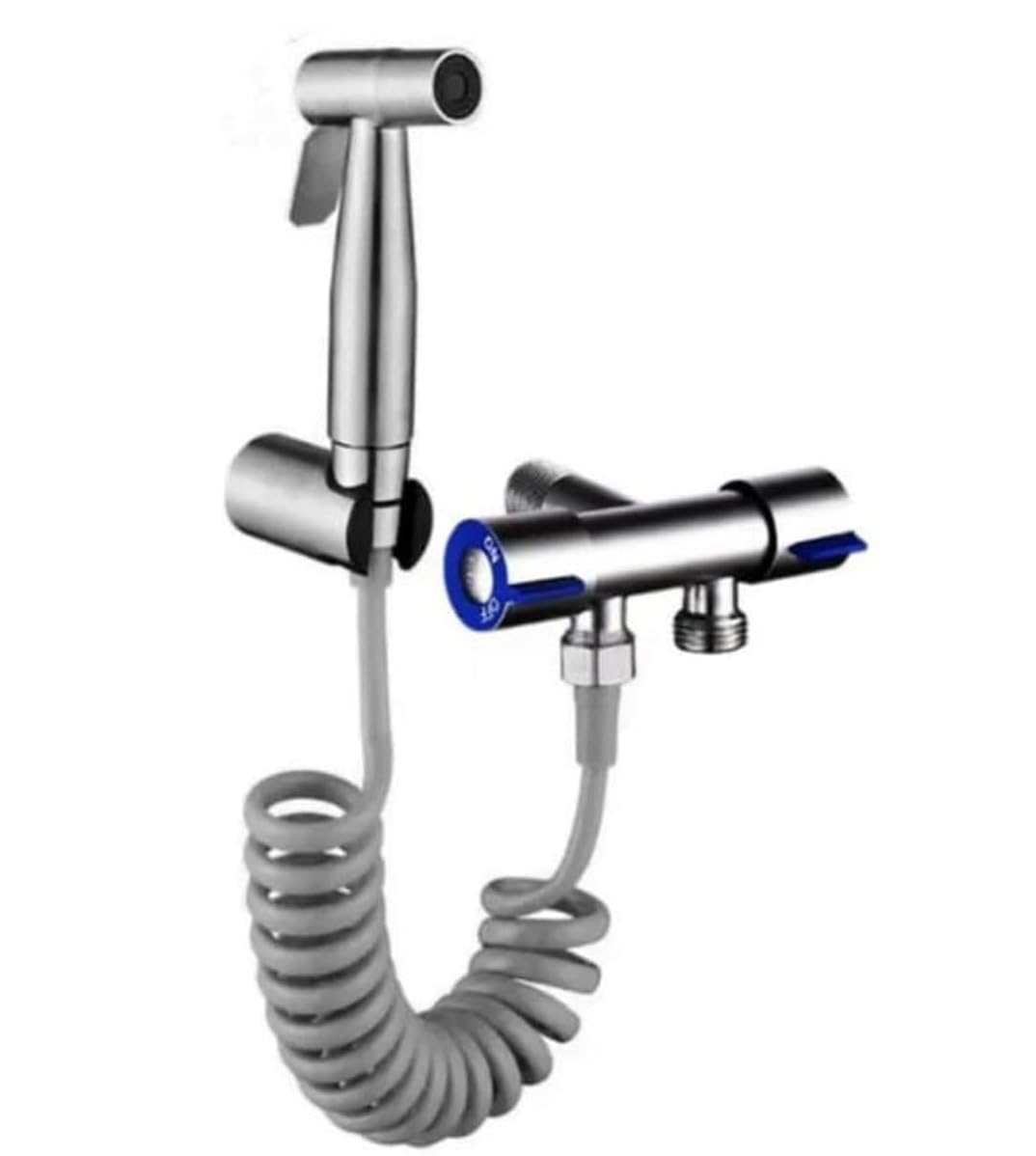 Ducha Higiênica Chuveirinho Completa 2 Saidas de ½ Para Banheiro 1/4 De Volta 100% Metal Aço Inox