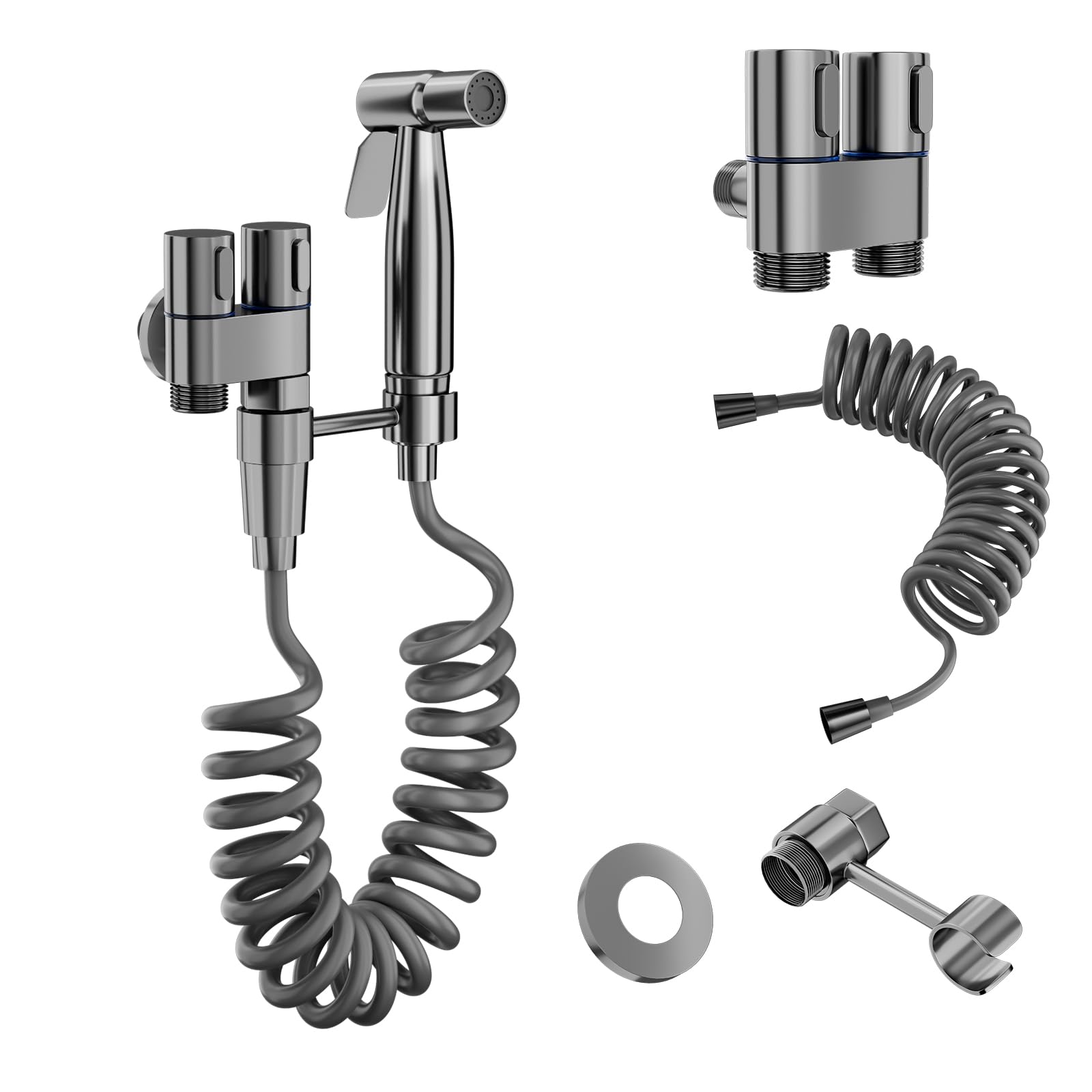 Ducha Higiênica Portátil Inox Alta Pressão Banheiro Completo Moderno Econômica Registro 1/4 Volta Mangueira Flexível 3M