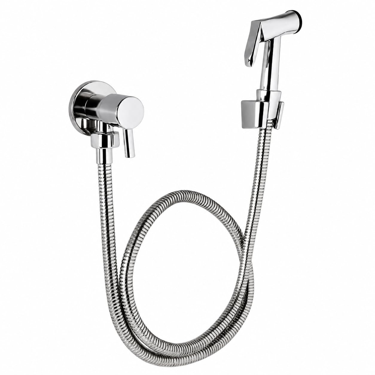 Ducha Higiênica Completa para Banheiro com Registro, Gatilho Anatômico, Mangueira Flexível de 1,5m, Acabamento Cromado, Instalação Padrão 1/2"