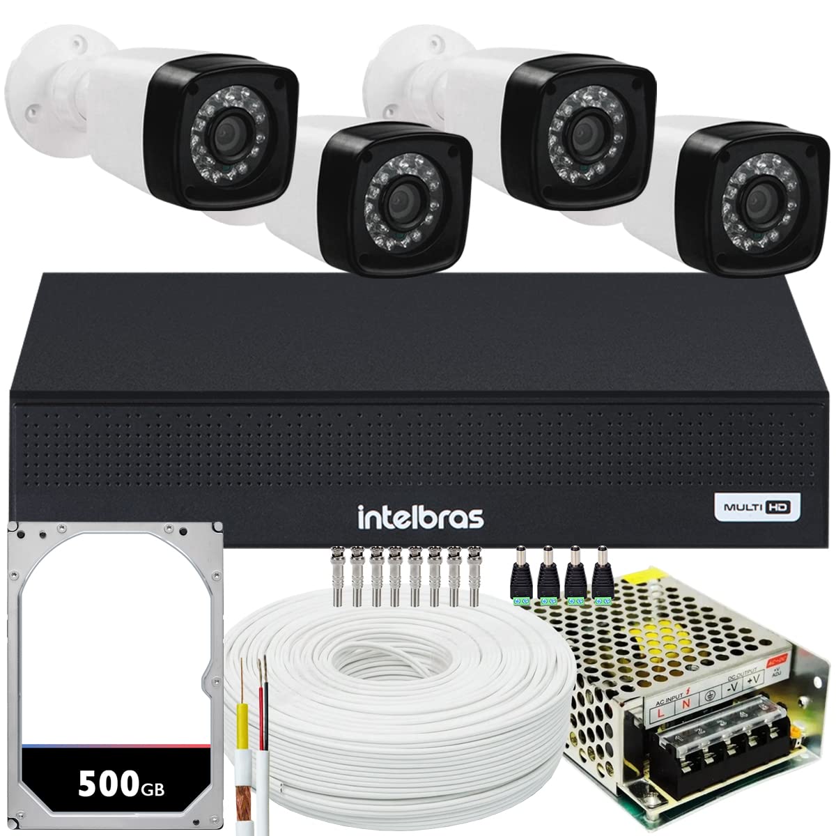 Kit Cftv 4 Cameras Segurança 1080p Full Hd 2mp Dvr Intelbras