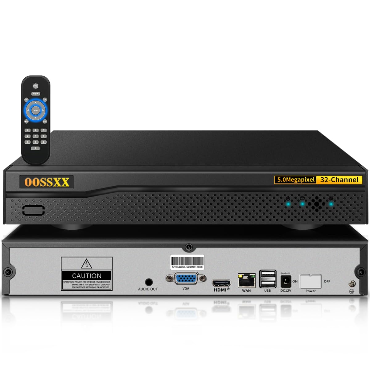 32CH 4K NVR para câmeras de segurança IP, compatível com H.265+, ONVIF, sem | Sem PoE, HDMI e VGA, suporta 2 portas USB, acesso remoto gratuito a aplicativos, gravação 24 horas por dia, 7 dias por semana
