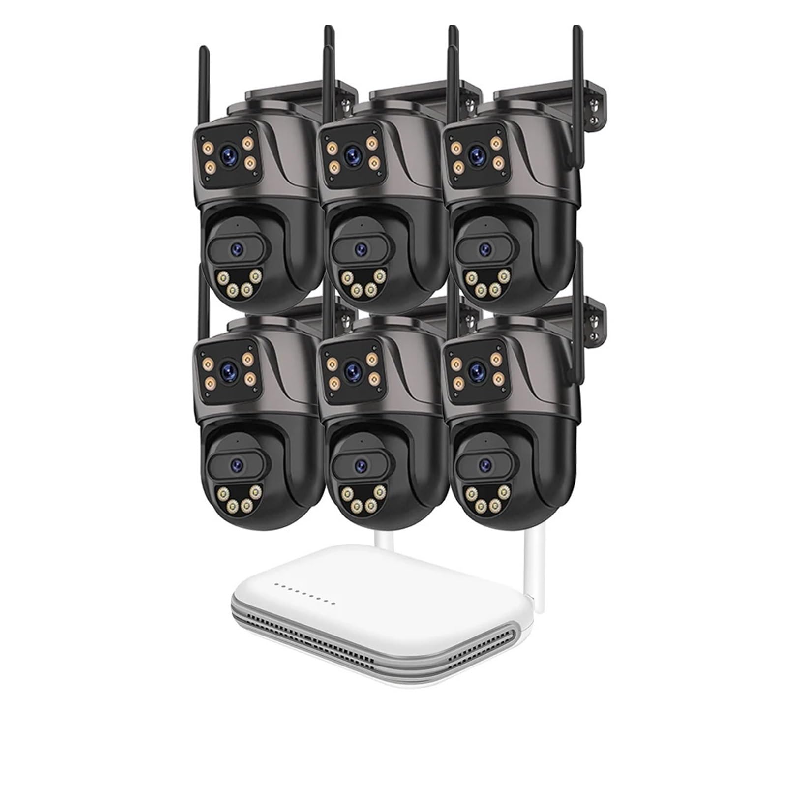 Kit de sistema de segurança WIFI de lente dupla com câmera sem fio 8CH 6MP | Conjunto de gravador NVR câmera IP sistema de vigilância de áudio e vídeo bidirecional(8CH NVR 6PCS CAMERA_EU PLUG)
