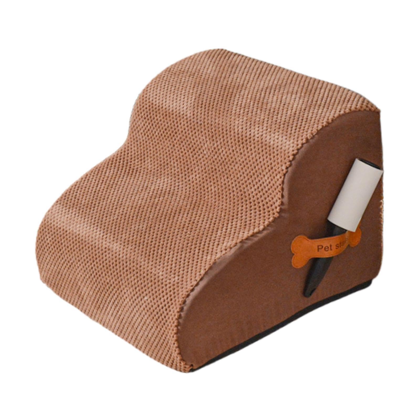 Escadas de cachorro para cães pequenos escada de estimação de estimação 2 etapas com carpete lavável, rampa de cão de cão leve para cães para cães, CafÉ