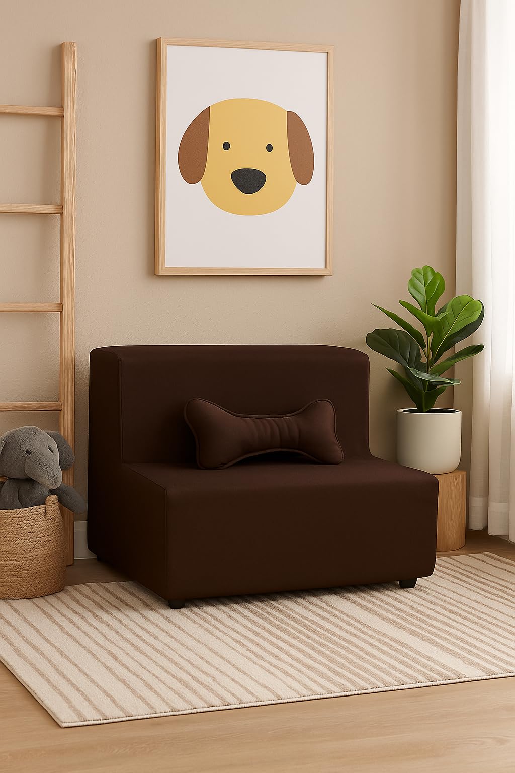 Naturale Escada Escadinha Pet 2 Degraus caes e gatos Premium madeira suporta ate 20Kg BRINDE Osso Ideal para cama sofa mais conforto e qualidade de vida para seu pet cinza