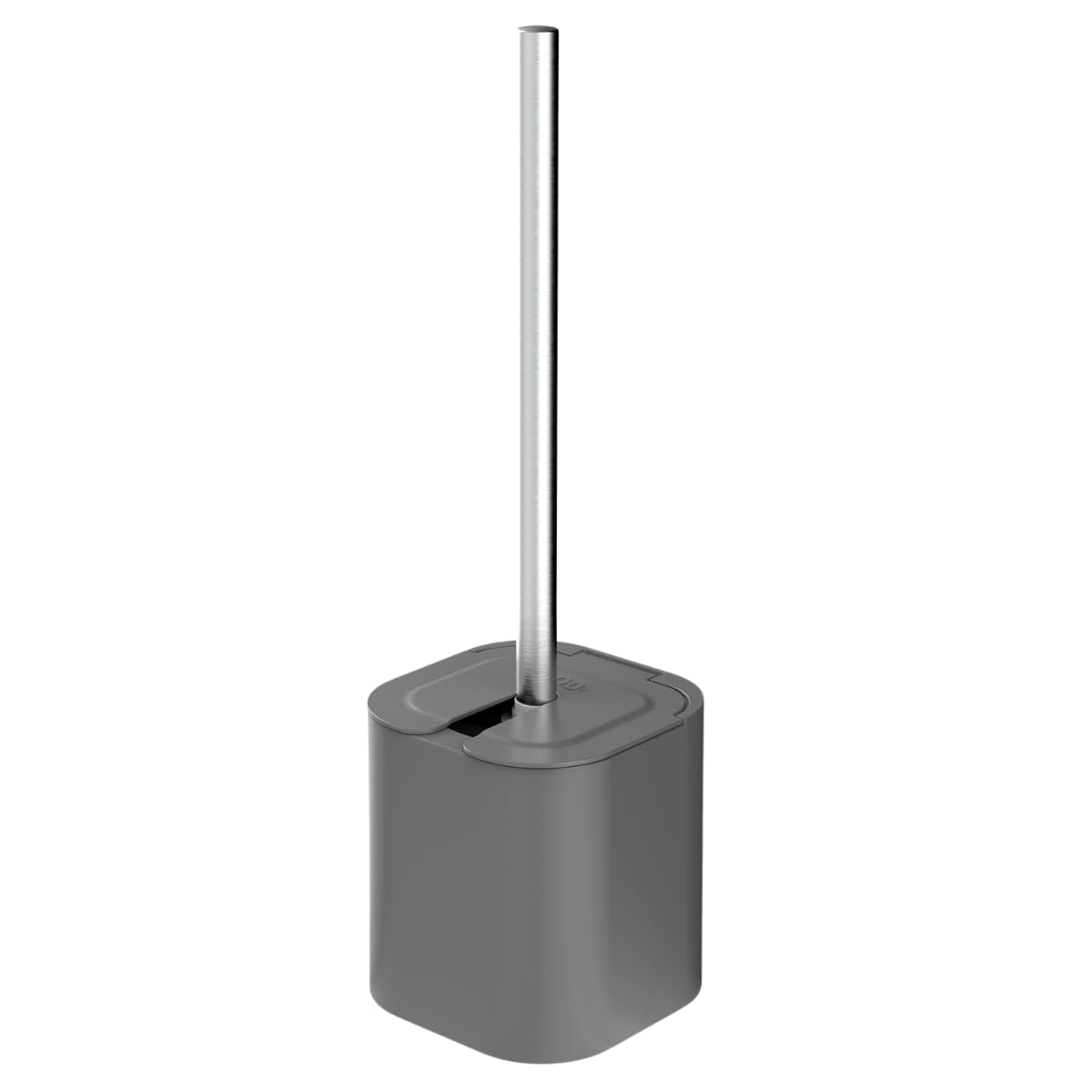 Escova Sanitária Dual Com Suporte Fechado Tampa Apoio de Chão Cerdas Flexíveis Cabo de Metal Para Limpeza Banheiro Vaso Privada Higiênica (Cinza Chumbo)