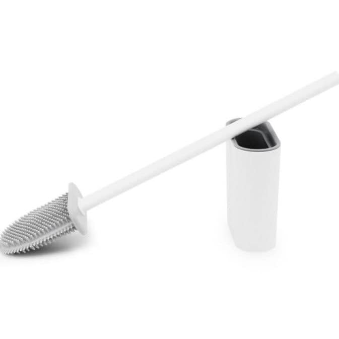 Escova Sanitária de Silicone para Vaso Sanitário de Banheiro com Suporte de Parede, Escova de Limpeza para Privada(BRANCO,1)