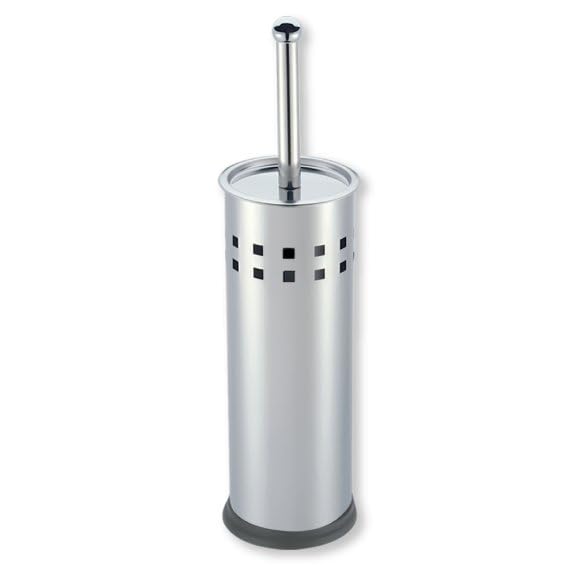 Escova Sanitária em Aço Inox, Design Vazado, Base Redonda