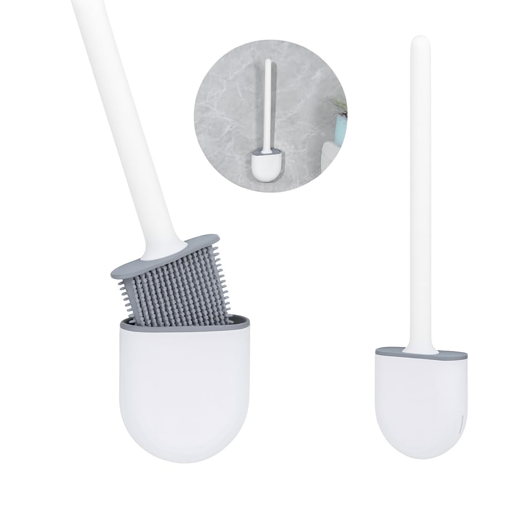 Escova Sanitária LUXO minimalista com Suporte de parede | Base Armazenadora, Silicone, Limpeza vaso, privada, lavabo