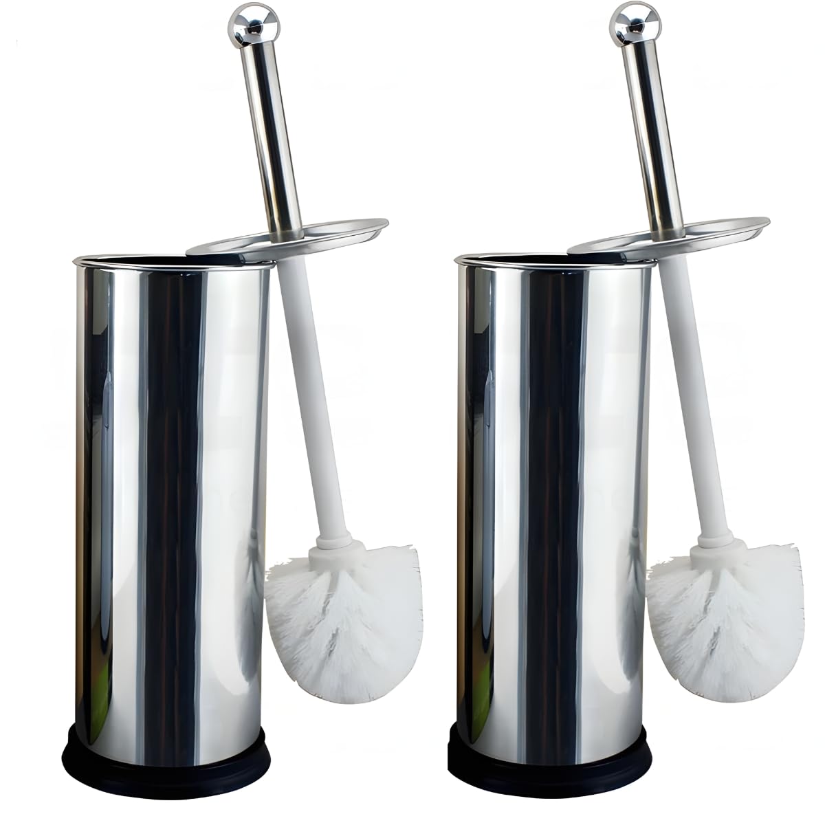 Kit 2 Escova Sanitária Premium para Banheiro Suporte em Aço Inox Cromado Anticorrosão Design Moderno e Ideal para Higienização do Vaso