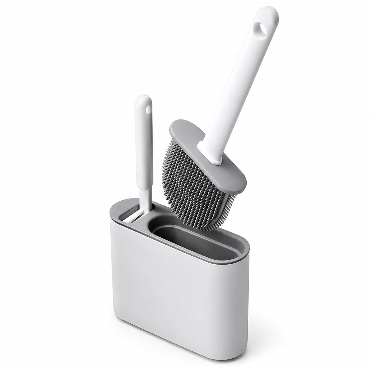 Escova Sanitária de Silicone 2 em 1 com Suporte de Parede, para Vaso Sanitário, Alta Eficiência de Limpeza