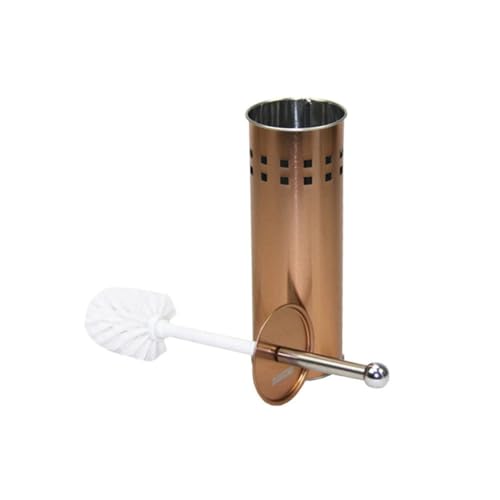 Escova sanitária plástica com suporte inox conjunto 3 peças para banheiro | escova sanitária com suporte de aço inox e tampa, limpa vasos sanitários, design compacto para lavabos e banhos residenciais