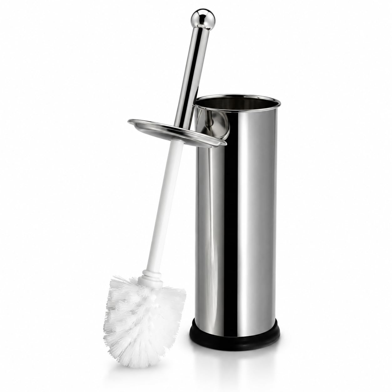 Escova Sanitária com Suporte em Aço Inox para Vaso Sanitário 36 cm | Suporte em aço inoxidável; Escova com cerdas resistentes; Design moderno e elegante Base estável com proteção antiderrapante;