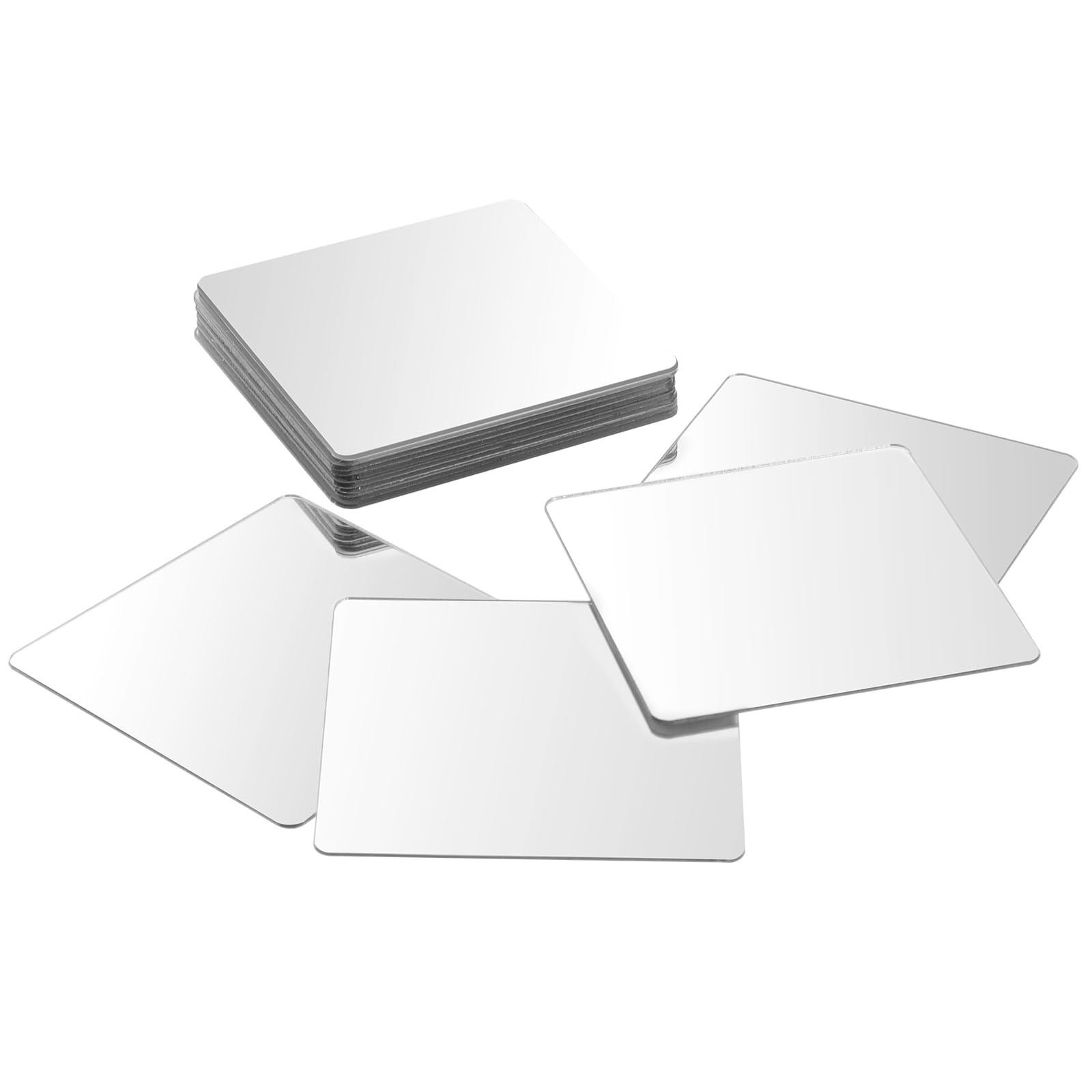 20 peças de espelho quadrado de acrílico tamanho mini, espelhos pequenos adesivos de 5 x 5 cm para artesanato, adesivos de parede de espelho de acrílico para decoração de parede e mesa, projetos