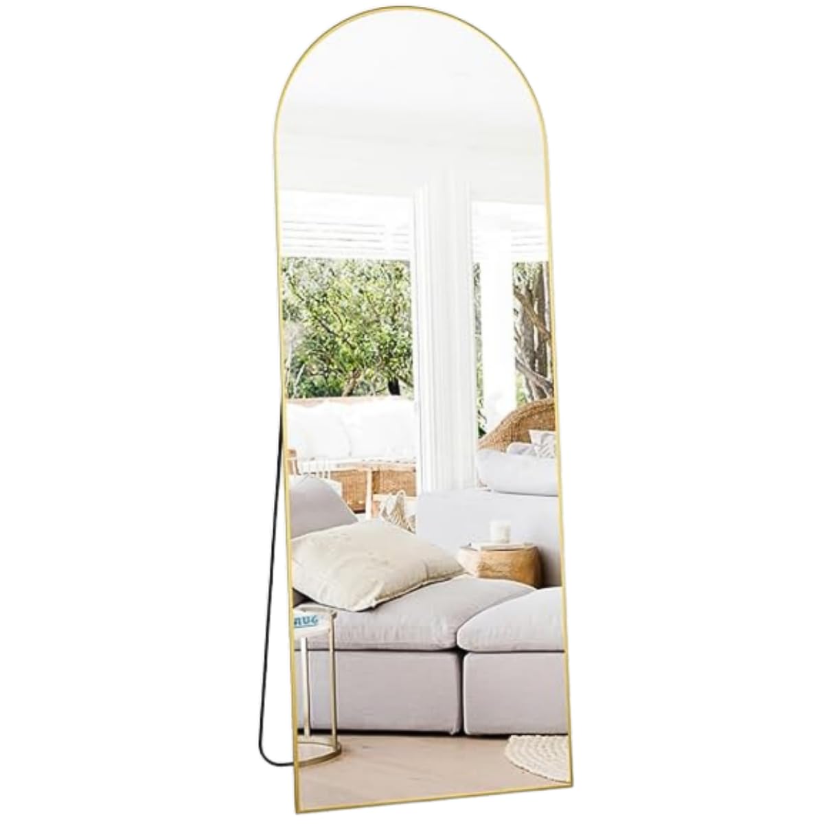 Mirror Lab Espelho de Corpo Inteiro Arco 170x70cm Moldura Preta Dourada em Alumínio Chão e Parede (Dourada)