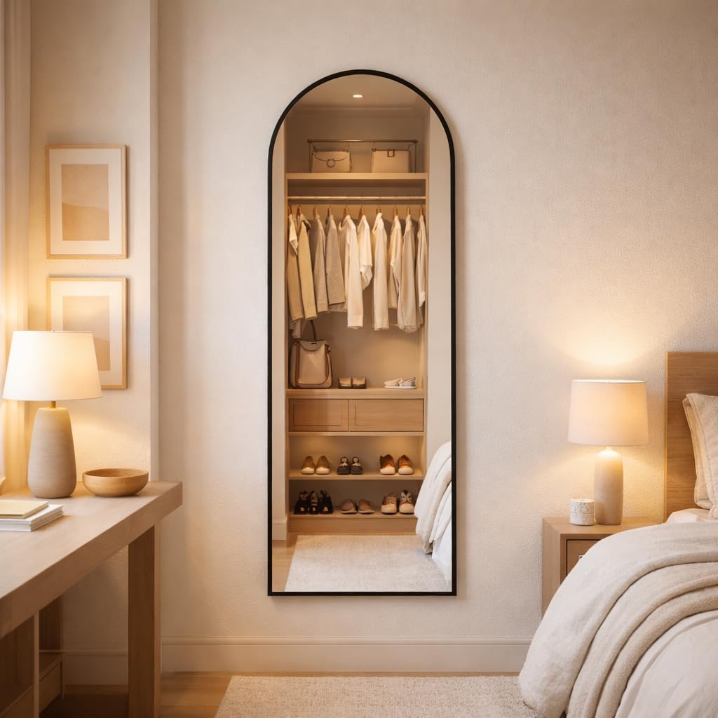 Outlet dos Quadros Espelho Oval Chão Suporte Corpo Inteiro Dourado 100x30cm Luxo