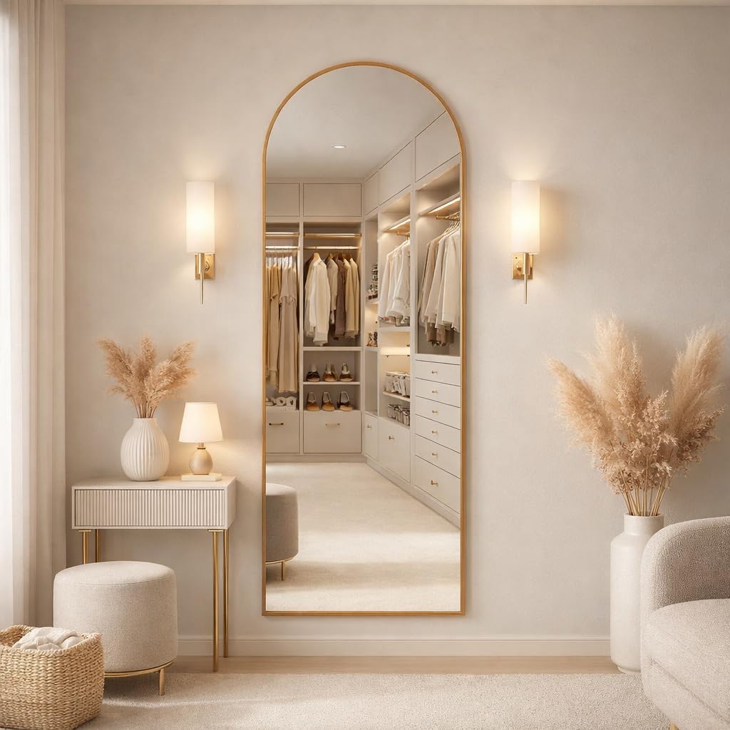 Outlet dos Quadros Espelho Oval Chão Suporte Corpo Inteiro Dourado 100x50cm Luxo (Caramelo, 100x50)
