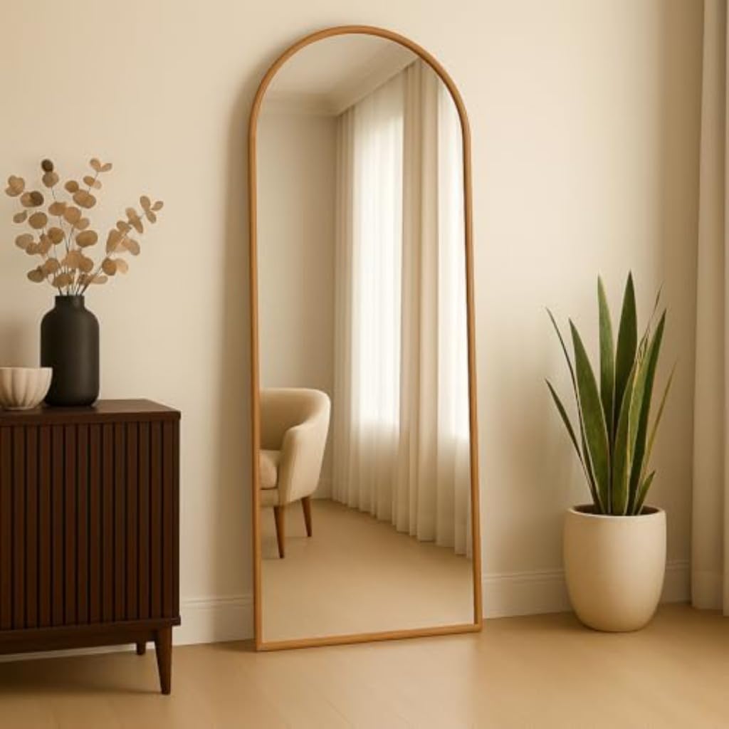 Espelho de Corpo Inteiro 40x110cm com Moldura Decorativa, Espelho de Chão e Parede para Sala, Quarto e Closet, Espelho Grande Moderno (Caramelo)