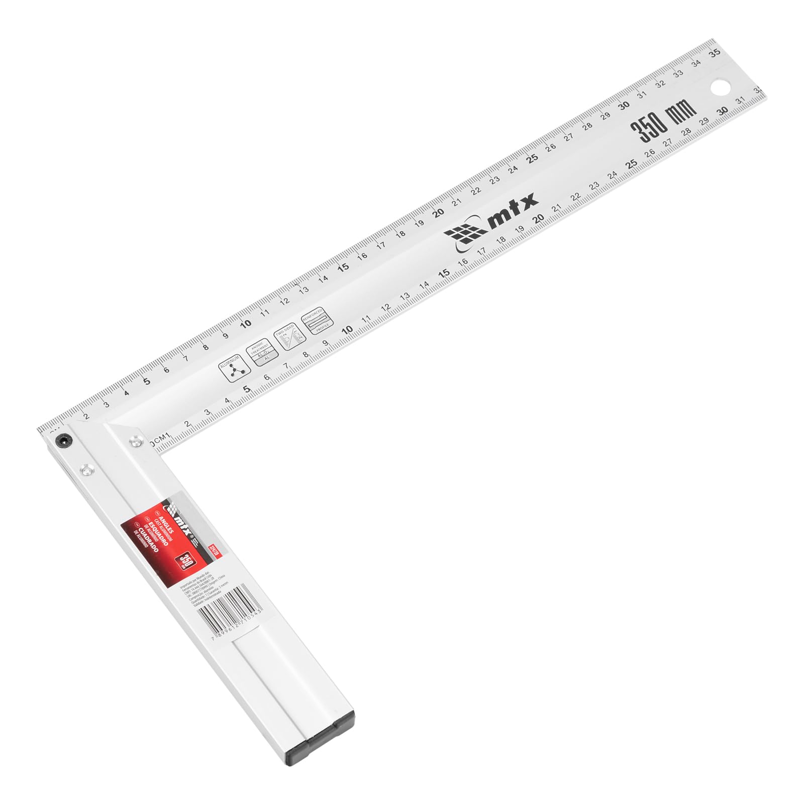 MTX Esquadro 14 Pol. (350 Mm) Em Alumínio Fundido – Perfil Precisão Com Marcações Duplas, Marca MTX, Ideal Para Marcenaria, Carpintaria, Construção E Controle De Ângulos