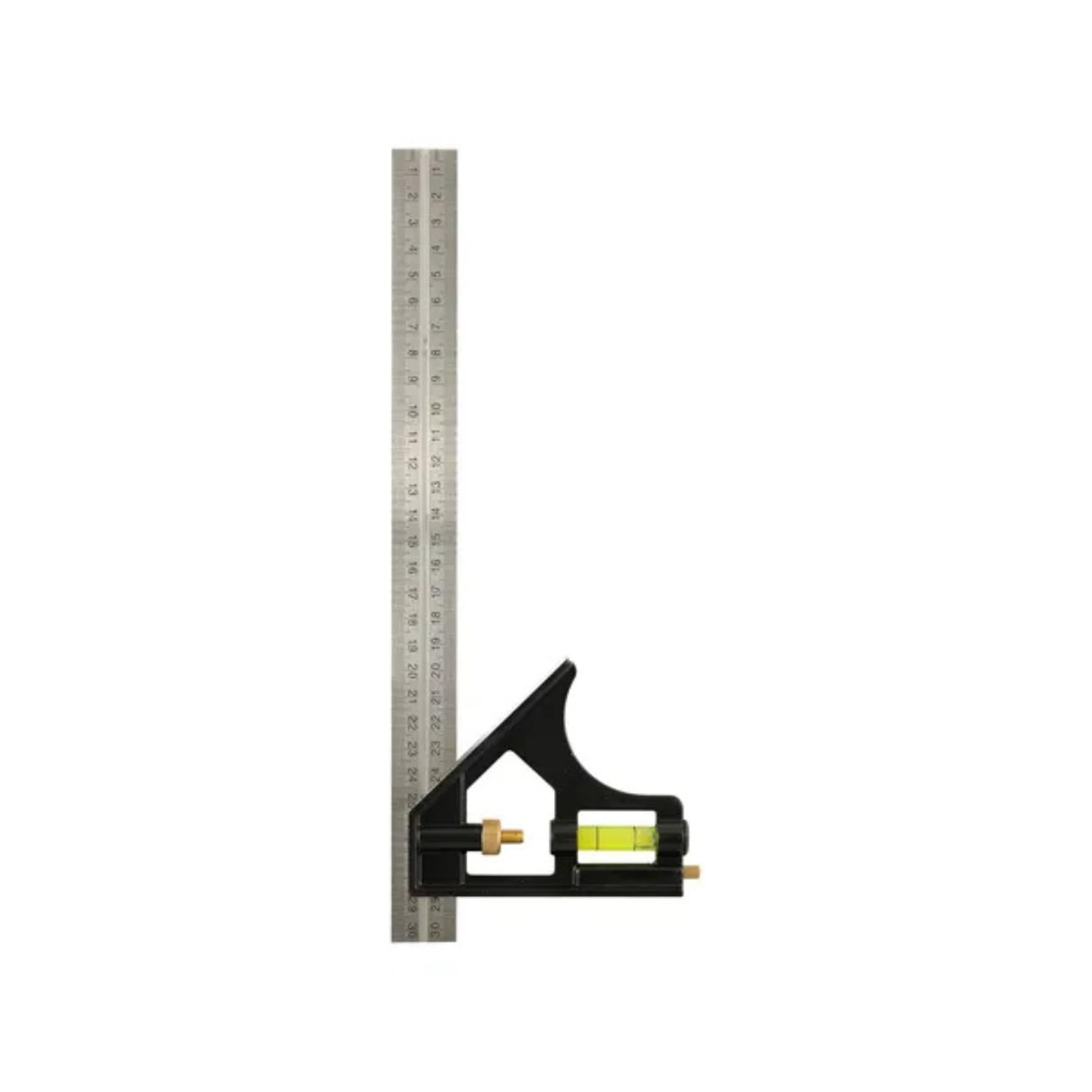 Esquadro Combinado Régua Aço Inox 12 Polegadas 30 CM Eda 3HT Medição Marcação Possui Riscador