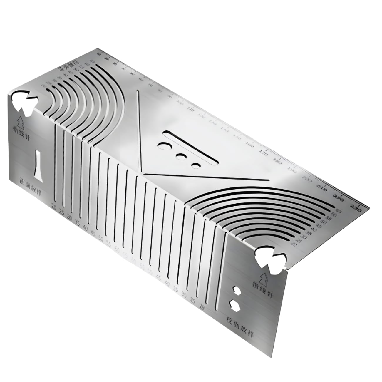 Régua Esquadro Angular em Aço Inox para Marcação e Corte de Tubos Quadrados 90°, 20mm a 100mm, Gravação a Laser