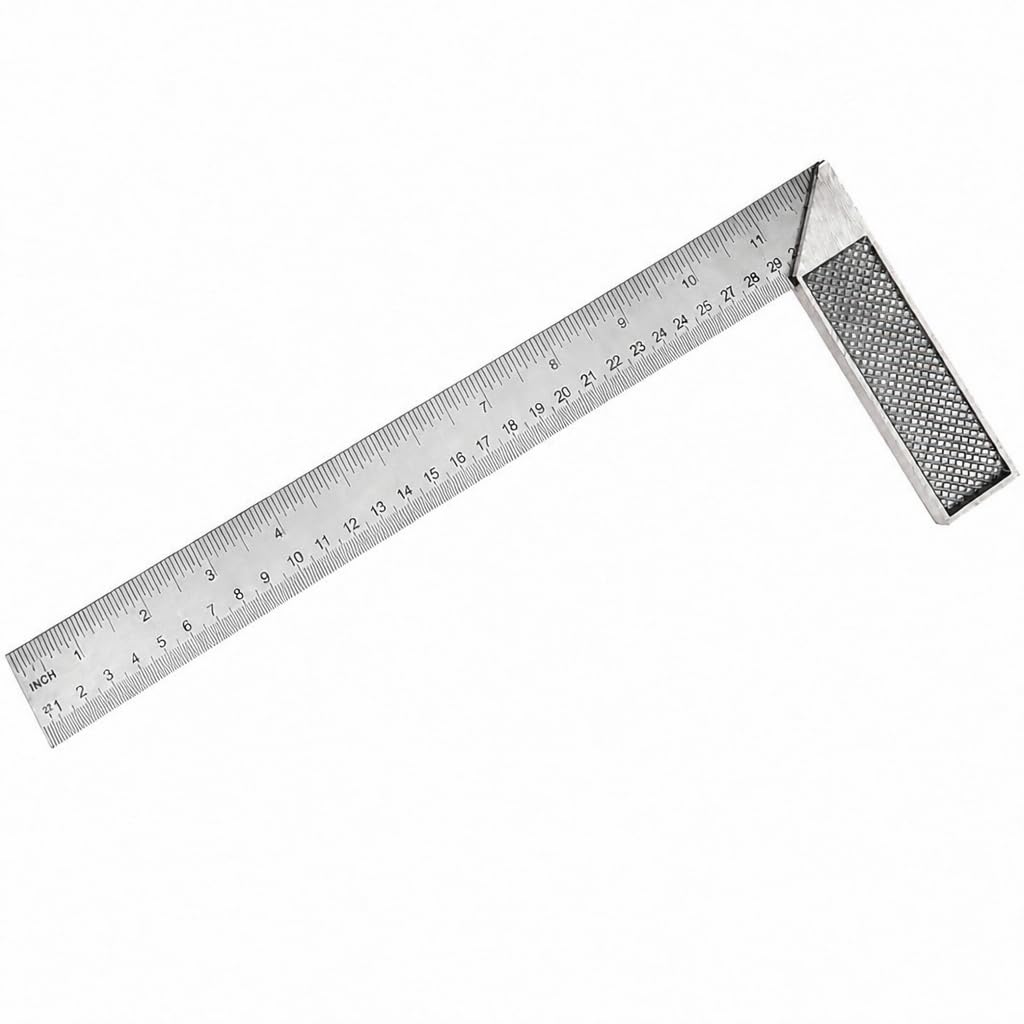 Esquadro Com Cabo De Inox 12" 30cm Profissional – Ferramenta De Medição Precisa Para Pedreiro Serralheiro Marceneiro E Construção Civil