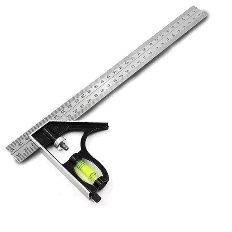 Esquadro Combinado 30cm 300mm com Nível Régua Alumínio Profissional