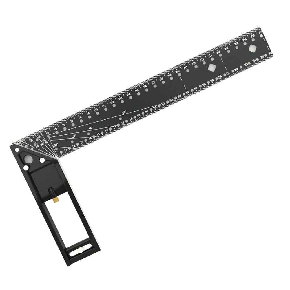Esquadro Aço Carbono Com Furos 1 5mm Posicionamento Rápido Régua | 1.5mm Steel, 300mm, 400mm, Anti-slip Handle, Porous Structure, 0-90 Degree, Adjustable Pin, Woodworking, Marking