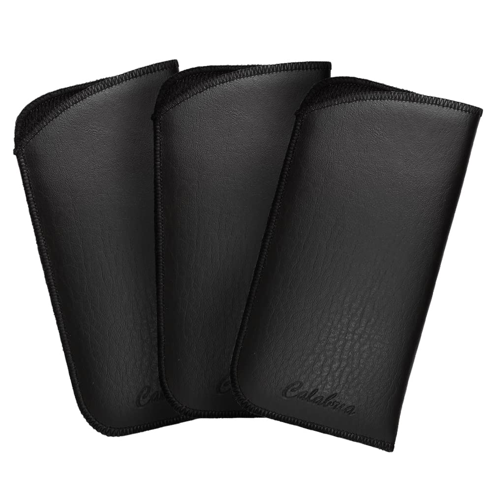 Estojo de óculos macio para homens/mulheres com forro de feltro de couro sintético fino 16,5 cm x 8,5 cm