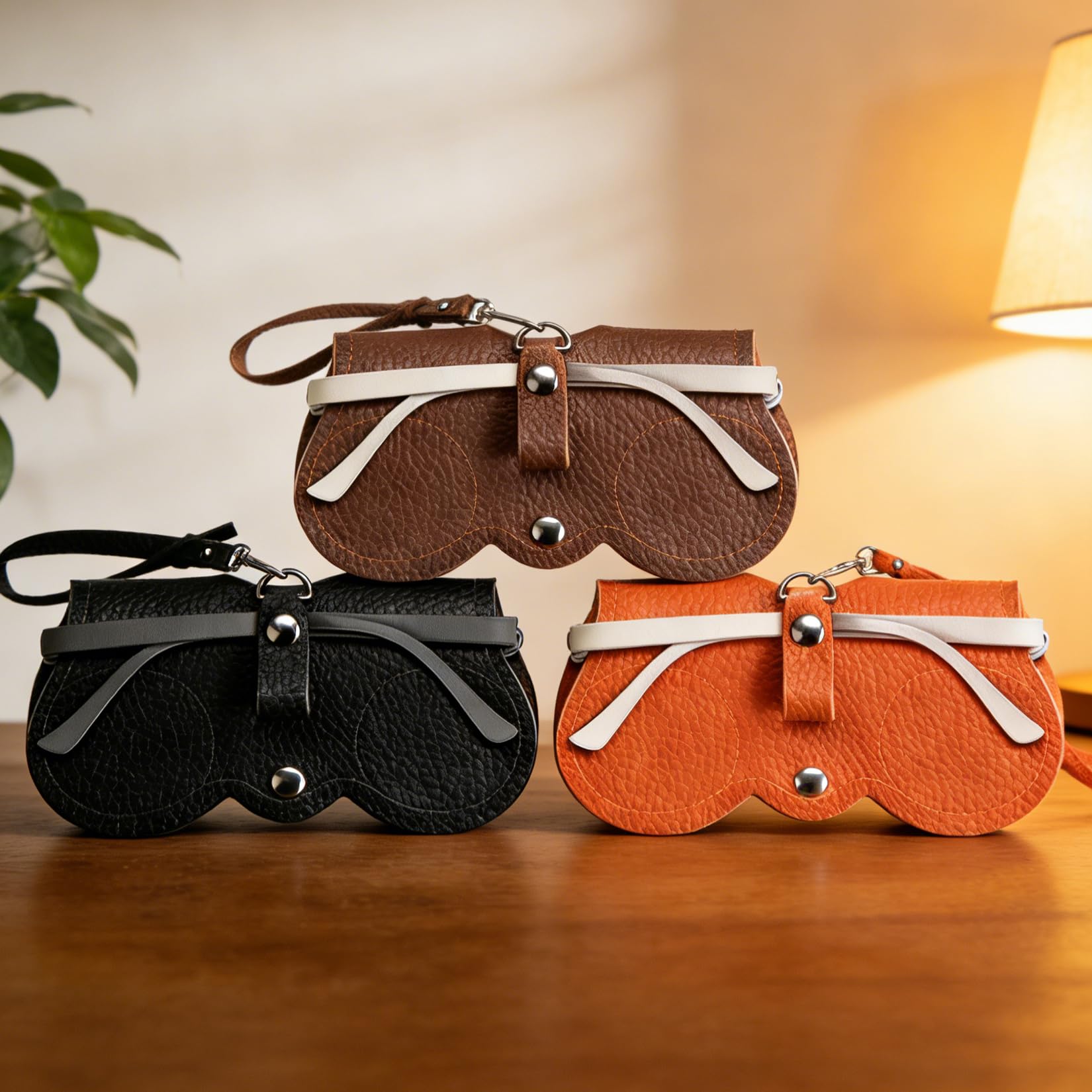 Pacote com 3 estojo de óculos de sol de couro sintético macio, bolsa fina e portátil para óculos, suporte de óculos de proteção leve para homens e mulheres, serve para óculos de leitura e óculos de