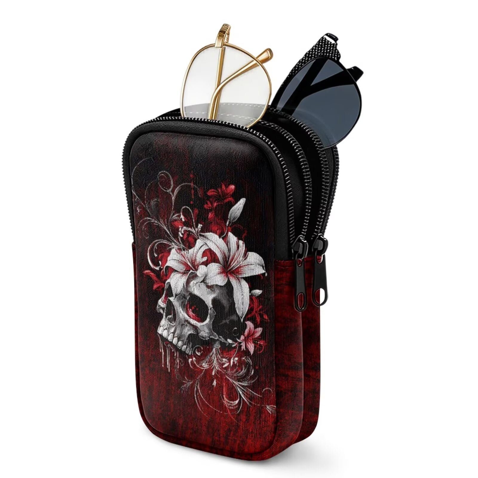 Estojo de óculos gótico, Witchy Celestial com zíper duplo, bolsa para óculos de neoprene com 2 compartimentos